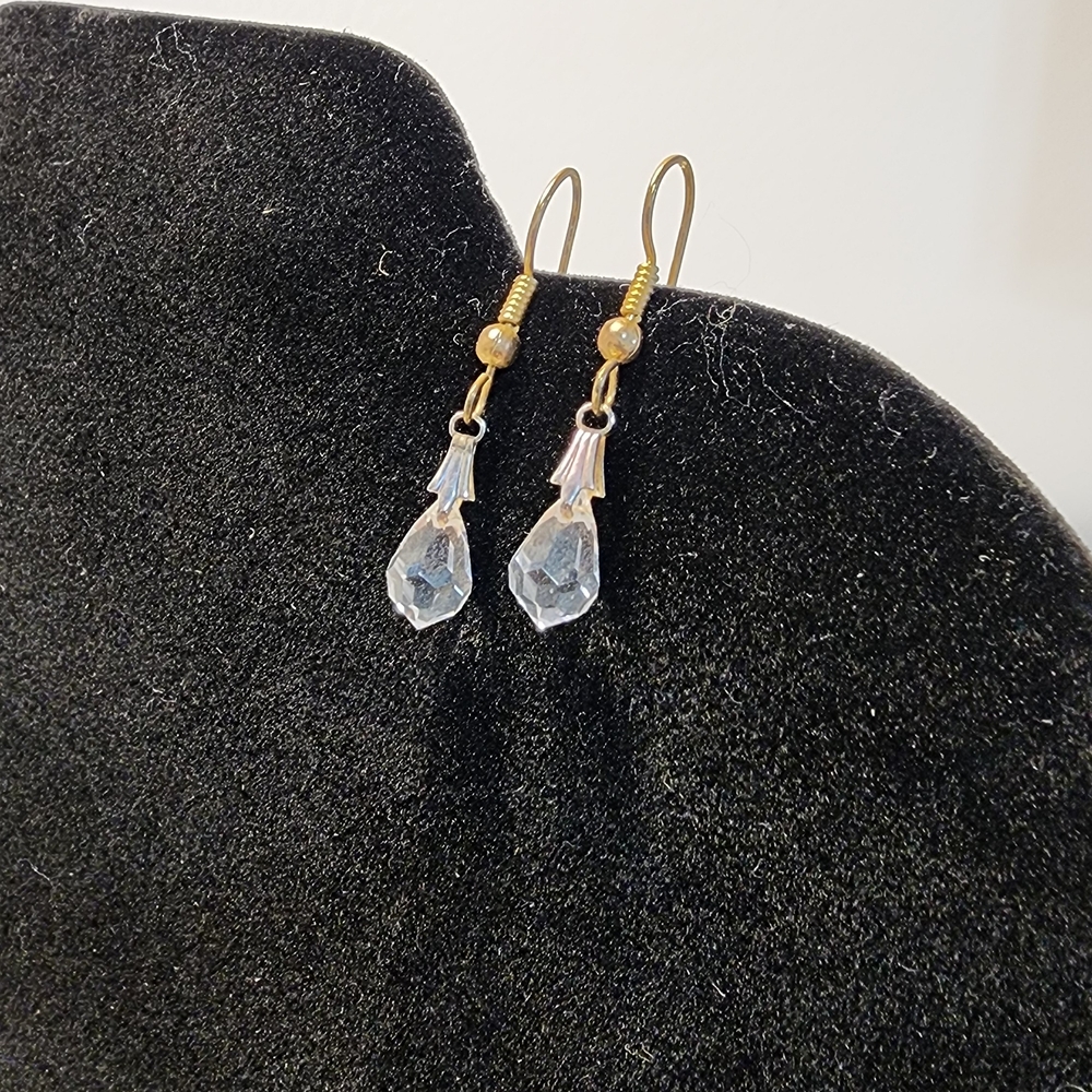 Elegant Gold and Silver Drop Earrings - Picture 3 of 4